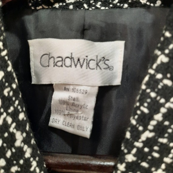 Chadwicks| Black & White Tweed Blazer Size 12 - Picture 5 of 5